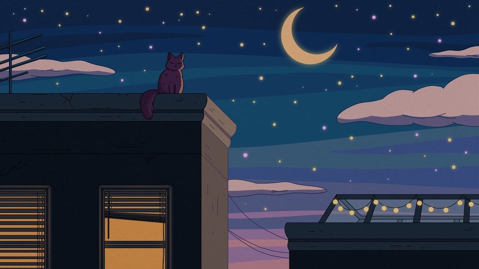 Purrple Cat lofi hip hop video artwork